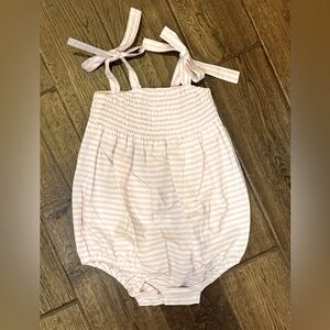 Busy Bees - Pink & White Stripe Girls Bubble w/Tie Straps - Size: 24M